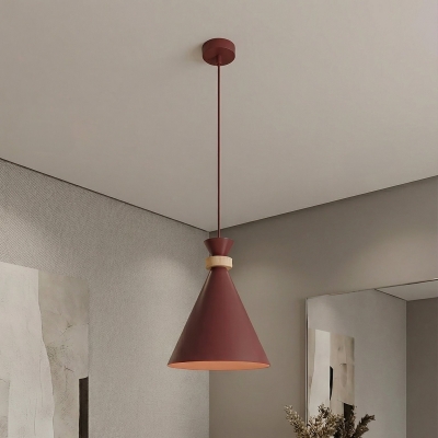 Designerska, pojedyncza lampa wisząca Via - burgundowa