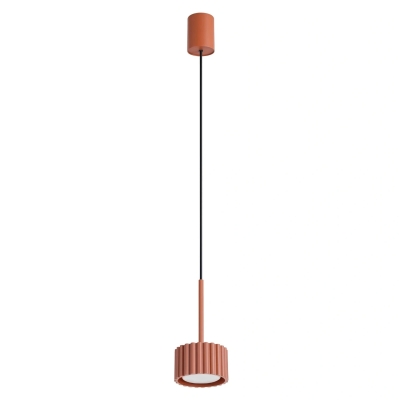 Medina - lampa wisząca z ryflowanym kloszem w kolorze ceglastym