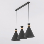 Lampa wisząca Via z drewnianymi elementami - wersja czarna
