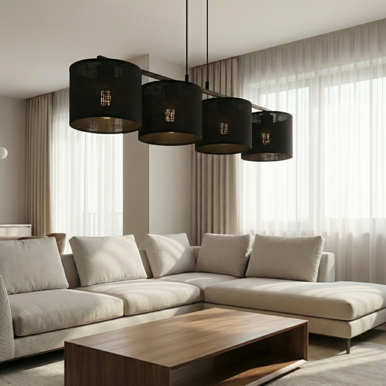 czarna-lampa-wisząca-z-materiałowym-abażurem