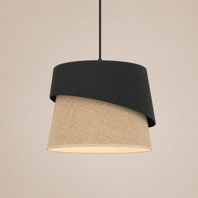 Stylowa lampa wisząca Mavie z czarno-beżowym abażurem