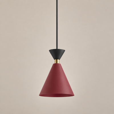 Burgundowa lampa wisząca Aria ze złotym detalem