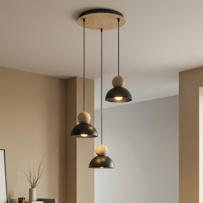 Kaskadowa lampa wisząca Eloria z czarnymi kloszami
