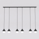 6-punktowa lampa wisząca Avella z czarnymi kloszami