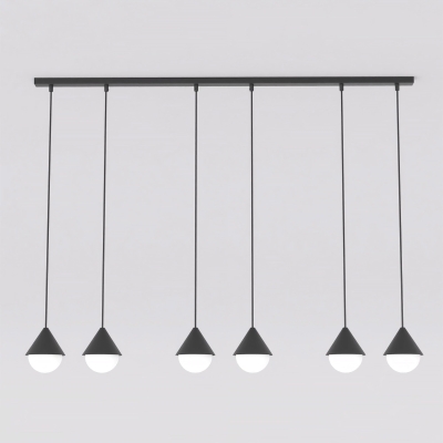 6-punktowa lampa wisząca Avella z czarnymi kloszami