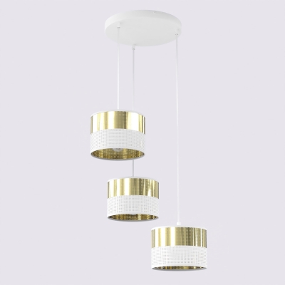 Stylowa lampa wisząca Vellune 3 Ring w biało-złotym kolorze