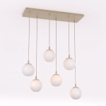 Minimalistyczna lampa wisząca z białymi kloszami