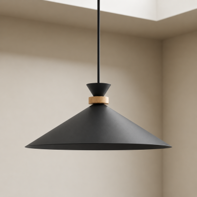 Pojedyncza lampa wisząca Cirel - duży klosz stożek