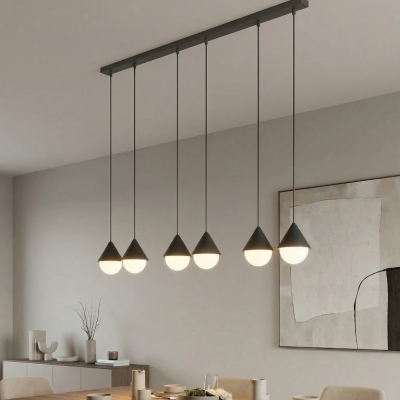 6-punktowa lampa wisząca Avella z czarnymi kloszami