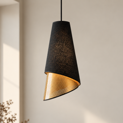 Pojedyncza lampa wisząca Meris czarno-złota
