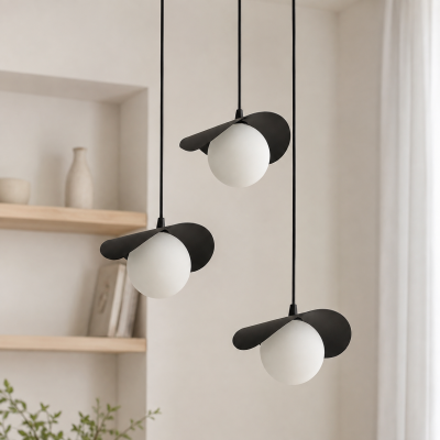 3-punktowa, czarna lampa wisząca Veyra 3 Ring