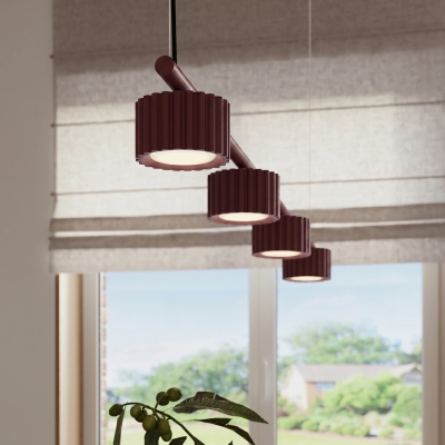 Lampa wisząca Medina 4 z burgundowymi kloszami