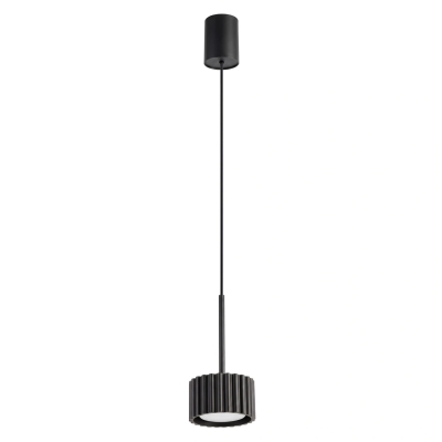 Czarna lampa wisząca Medina z ryflowanym kloszem
