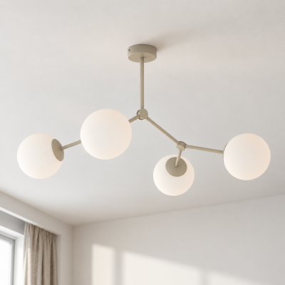 Rozłożysta lampa sufitowa Vire z białymi kloszami