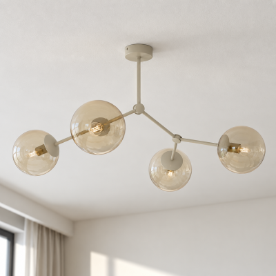 Minimalistyczna lampa sufitowa Vire z kulistymi kloszami