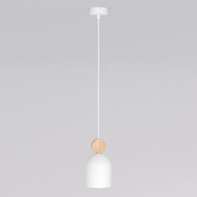 Biała lampa Senne z drewnianym akcentem