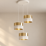Stylowa lampa wisząca Vellune 3 Ring w biało-złotym kolorze