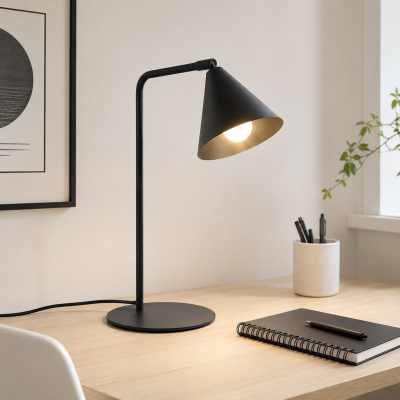 Minimalistyczna lampka na biurko Doka w kolorze czarnym