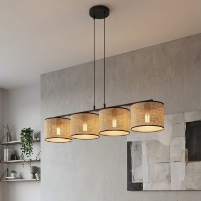 Poczwórna lampa Elvara 4 z beżowymi abażurami