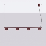 Lampa wisząca Medina 4 z burgundowymi kloszami
