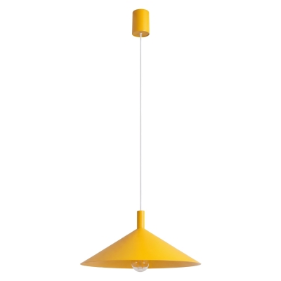 Stożkowa lampa wisząca Doka z żółtym kloszem