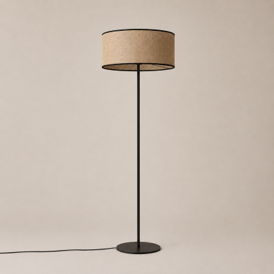Podłogowa lampa Elvara z beżowym abażurem