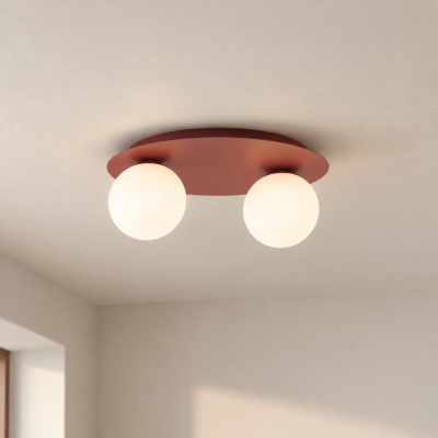 Burgundowa lampa sufitowa Elio z dwoma kloszami