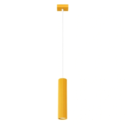 Żółta lampa wisząca Dolkar z kloszem tubą