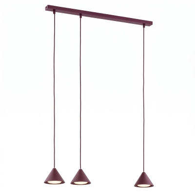 Burgundowa lampa wisząca Catherine 3 na listwie