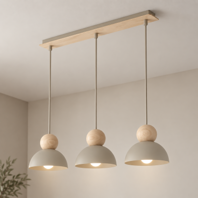 Lampa wisząca Eloria na drewnianej listwie