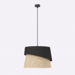Stylowa lampa wisząca Mavie z czarno-beżowym abażurem
