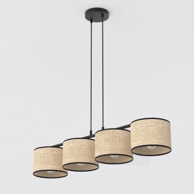 Poczwórna lampa Elvara 4 z beżowymi abażurami