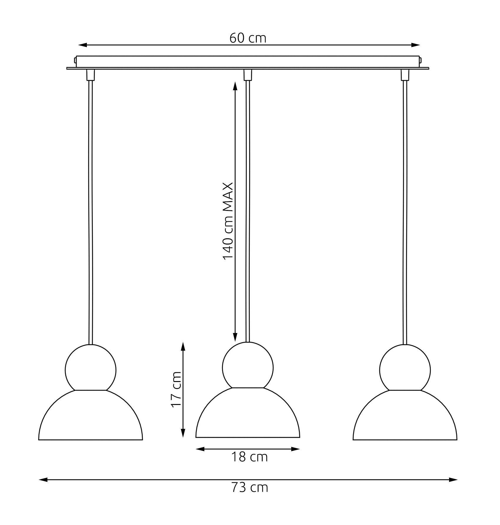 Lampa wisząca Eloria na drewnianej listwie