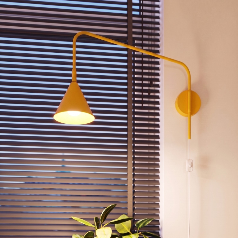 żółta-lampa-ścienna