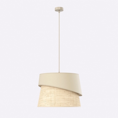Beżowa lampa wisząca Mavie z rattanowym abażurem