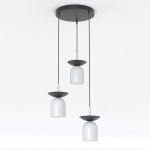 Kaskadowa lampa Noreli 3 Ring z szarymi kloszami