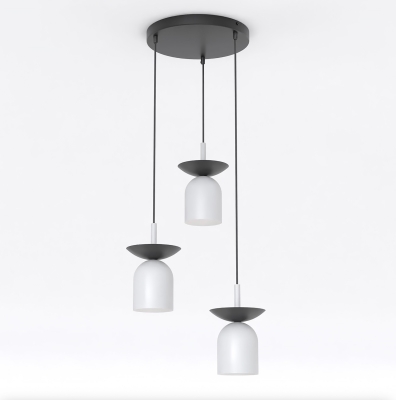Kaskadowa lampa Noreli 3 Ring z szarymi kloszami