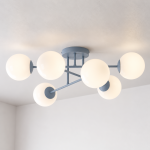 Stylowa lampa sufitowa z niebieskim stelażem Rovia 6