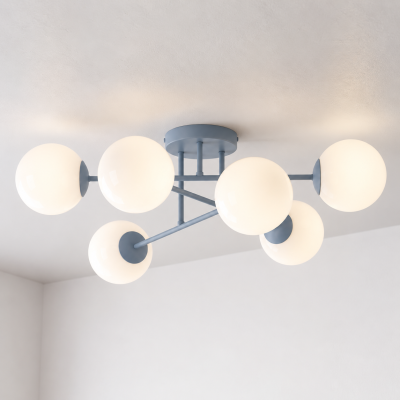 Stylowa lampa sufitowa z niebieskim stelażem Rovia 6