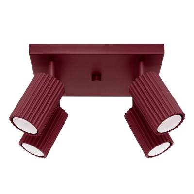 Stylowa lampa sufitowa Dolkar 4 z burgundowymi reflektorami