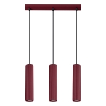 Burgundowa lampa wisząca Dolkar 3 z ryflowanymi kloszami