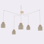 Arvi 5 - nowoczesna lampa wisząca pająk w wersji beżowej