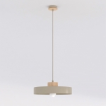 Velis - beżowa lampa z drewnianym detalem