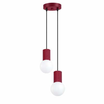 Globia - nowoczesna lampa wisząca z burgundowym stelażem
