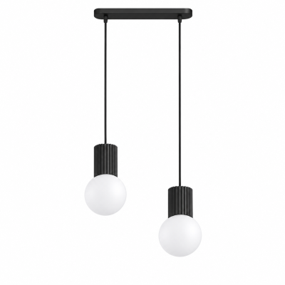 Czarna lampa wisząca Globia na listwie