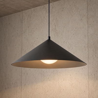Czarna, minimalistyczna lampa wisząca Lunel L