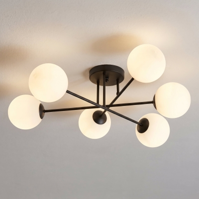 Rovia 6 - minimalistyczna lampa sufitowa z czarnym stelażem