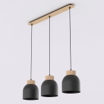 Czarna lampa wisząca Avrel 3 z drewnianymi detalami