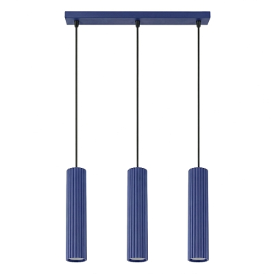 Dolkar 3 - niebieska lampa wisząca z karbowanymi kloszami