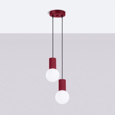 Globia - nowoczesna lampa wisząca z burgundowym stelażem